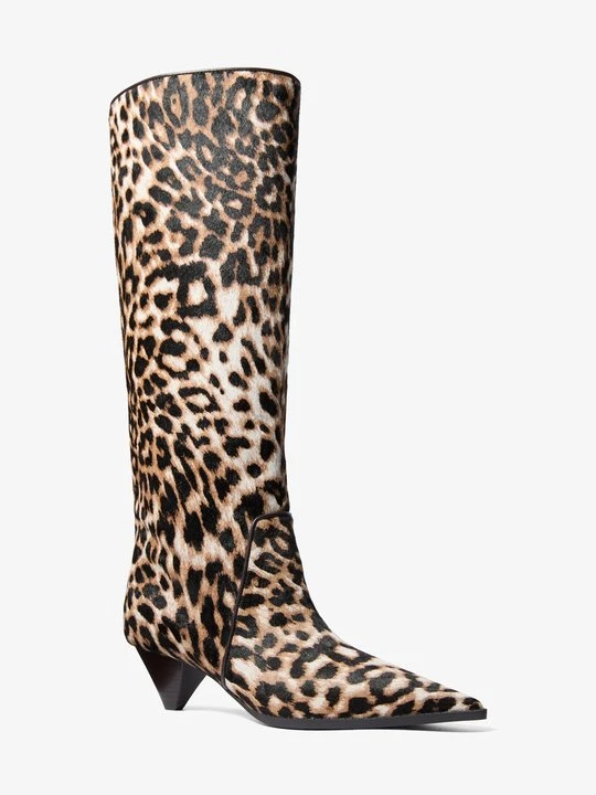 Zdjęcie produktu Buty do kolan Jayla ze skóry cielęcej w lamparci wzór Michael Kors