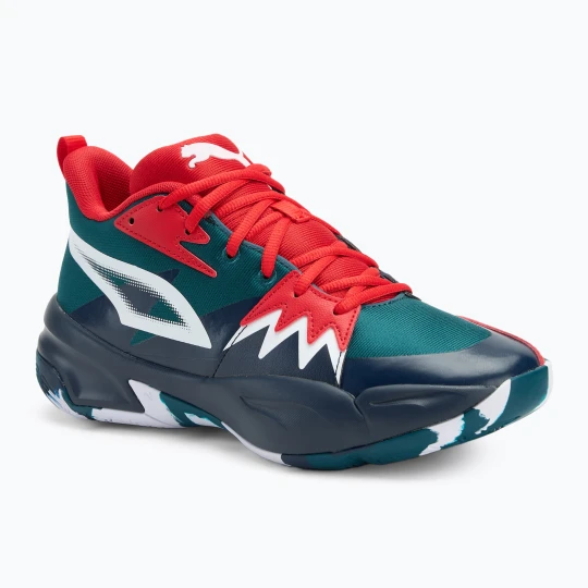 Zdjęcie produktu Buty do koszykówki męskie PUMA Genetics club navy / cold green / for all time red
