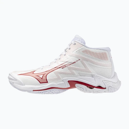 Zdjęcie produktu Buty do siatkówki damskie Mizuno Wave Lightning Elite Mid white/rose elegance/lava falls