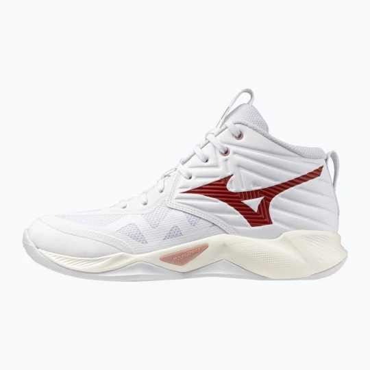 Zdjęcie produktu Buty do siatkówki damskie Mizuno Wave Momentum Pro Mid white/rose elegance/lava falls