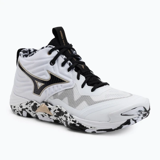 Zdjęcie produktu Buty do siatkówki Mizuno Wave Momentum Elite Mid white / black / ge gold