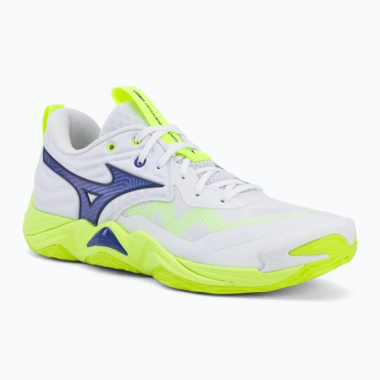 Zdjęcie produktu Buty do siatkówki Mizuno Wave Momentum Elite white / lightning yellow / dazzling blue