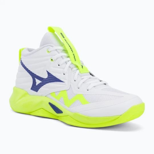 Zdjęcie produktu Buty do siatkówki Mizuno Wave Momentum Pro Mid white/lightning yellow/dazzling blue