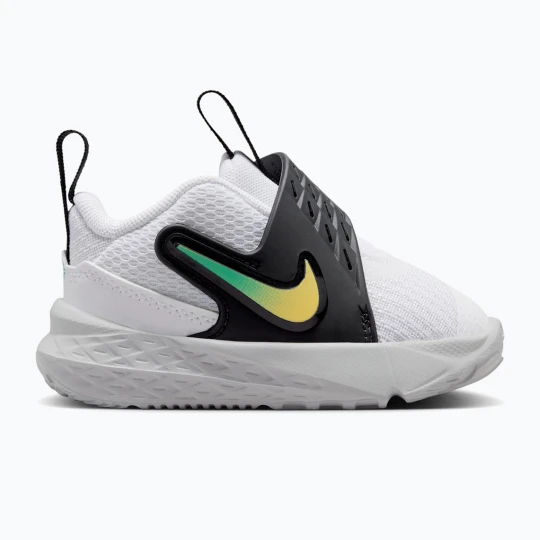Zdjęcie produktu Buty dziecięce Nike Team Hustle D 12 white/black/clear emerald/topaz gold