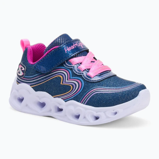 Zdjęcie produktu Buty dziecięce SKECHERS Heart Lights Retro Hearts navy leather / multi trim Granatowy