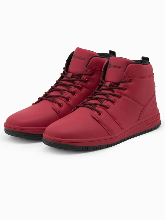 Zdjęcie produktu Buty męskie ocieplane sneakersy za kostkę - czerwone V1 - Rozmiar: 41 Ombre Clothing