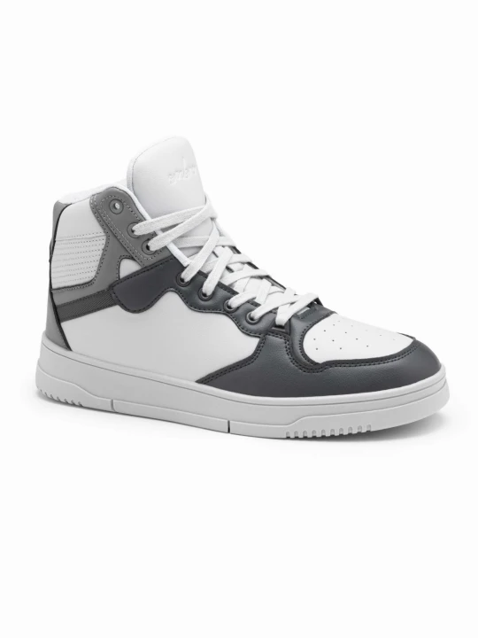 Zdjęcie produktu Buty męskie sneakersy z wysoką cholewką – szare V2 - Rozmiar: 45 Ombre Clothing