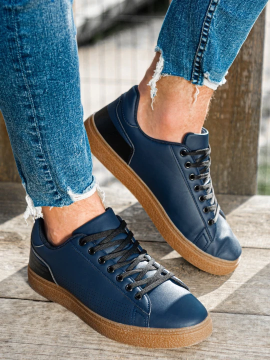 Zdjęcie produktu Buty męskie trampki - granatowe V3 - Rozmiar: 45 Ombre Clothing