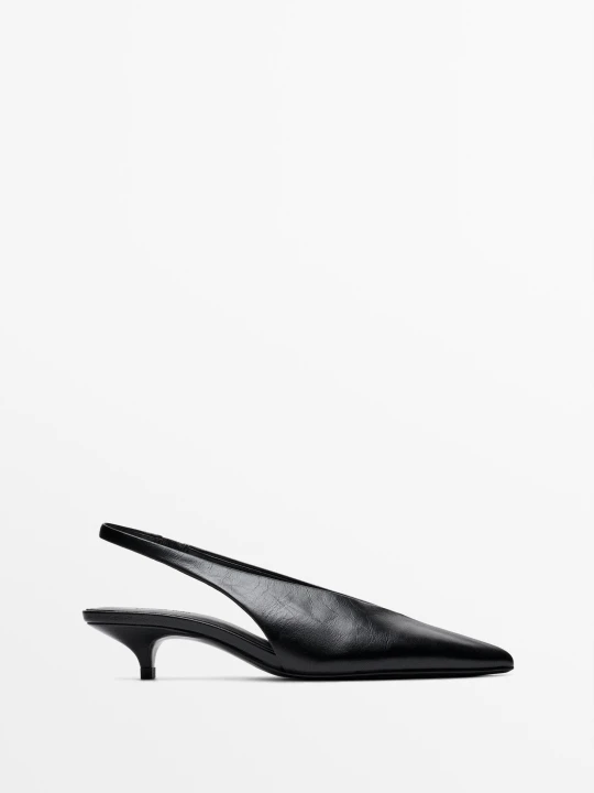 Zdjęcie produktu Buty Na Obcasie Z Odkrytą Piętą - Czarny - Massimo Dutti - Female