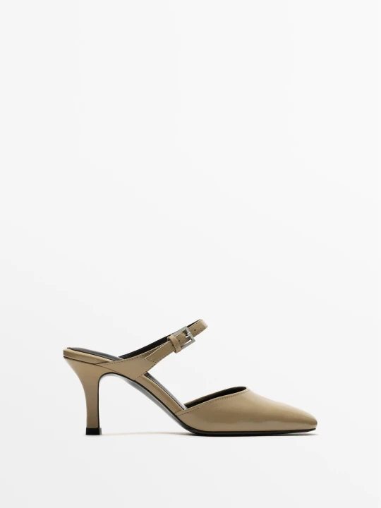 Zdjęcie produktu Buty Na Obcasie Z Odkrytą Piętą - Surowy - Massimo Dutti - Female