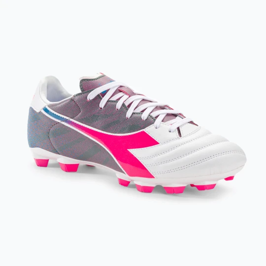 Zdjęcie produktu Buty piłkarskie męskie Diadora Brasil Elite Veloce GR LPU white / pink fluo / blue fluo