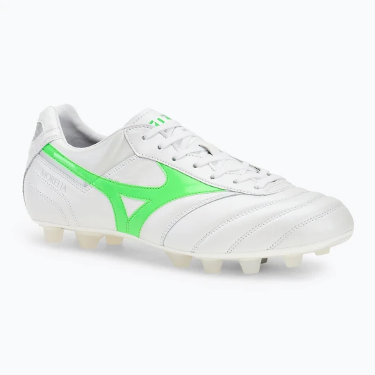 Zdjęcie produktu Buty piłkarskie męskie Mizuno Morelia II Japan Md white / neon green / galaxy silver