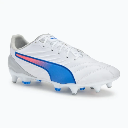 Zdjęcie produktu Buty piłkarskie męskie PUMA King Pro MxSG puma white/bluemazing/flat light grey/sunset glow