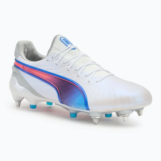 Zdjęcie produktu Buty piłkarskie męskie PUMA King Ultimate MxSG puma white/bluemazing/flat light grey/sunset glow