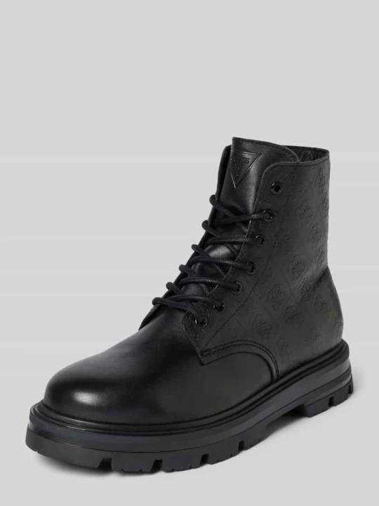 Zdjęcie produktu Buty skórzane ze wzorem z logo model ‘GARDA’ Guess Czarny