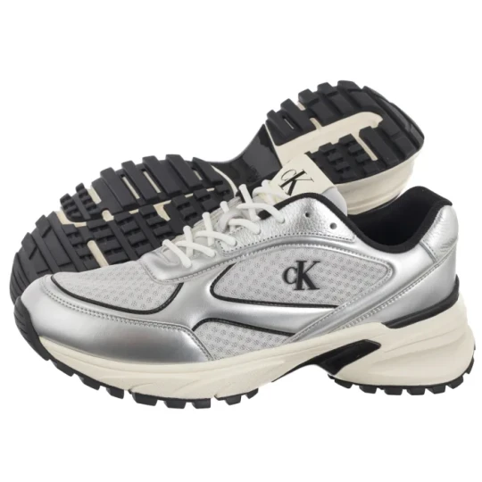 Zdjęcie produktu Buty Sportowe Hike Runner Laceup Mesh Mix Met Silver / Black / Marshmallow YM0YM01402 0IX (CK708-a) Calvin Klein