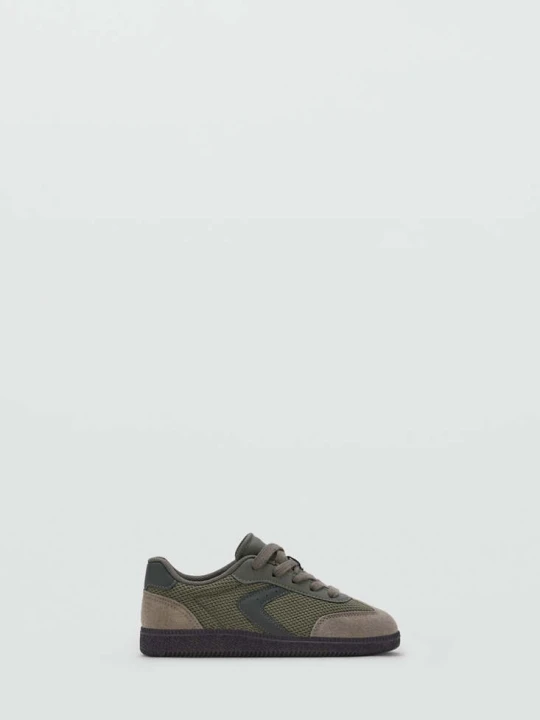 Zdjęcie produktu Buty sportowe z łączonych materiałów ze skórą khaki - Dzieci - MANGO KIDS