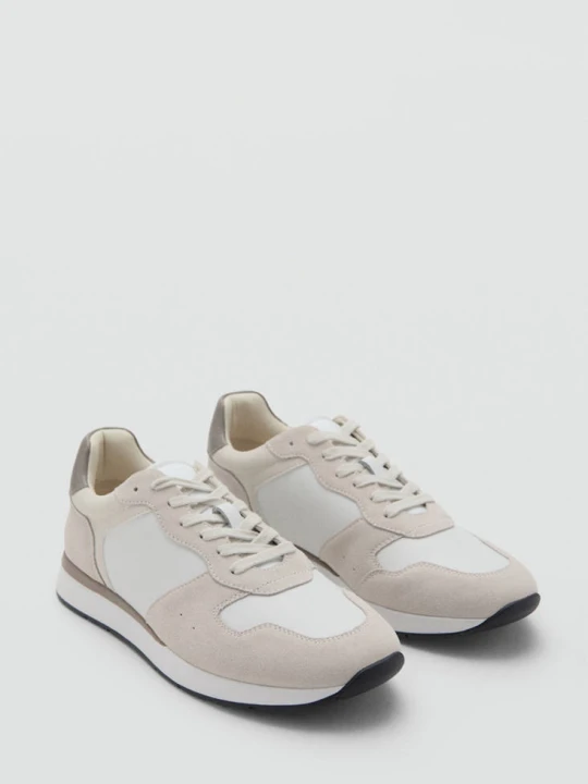 Zdjęcie produktu Buty sportowe ze skórzanymi wstawkami biały - Mężczyzna - - MANGO MAN