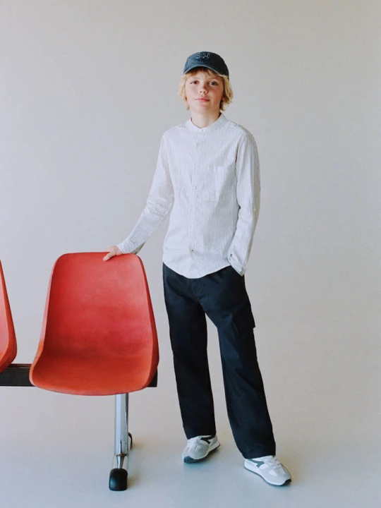 Zdjęcie produktu Buty sportowe ze skórzanymi wstawkami szary - Dzieci - - MANGO KIDS