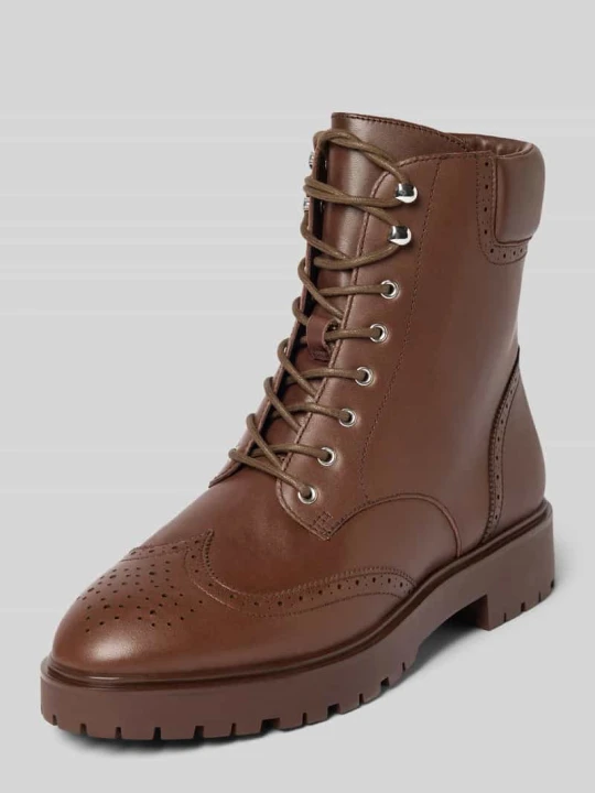 Zdjęcie produktu Buty sznurowane ze skóry z ozdobnymi szwami model ‘ALYSN’ Lauren Ralph Lauren Średniobrązowy