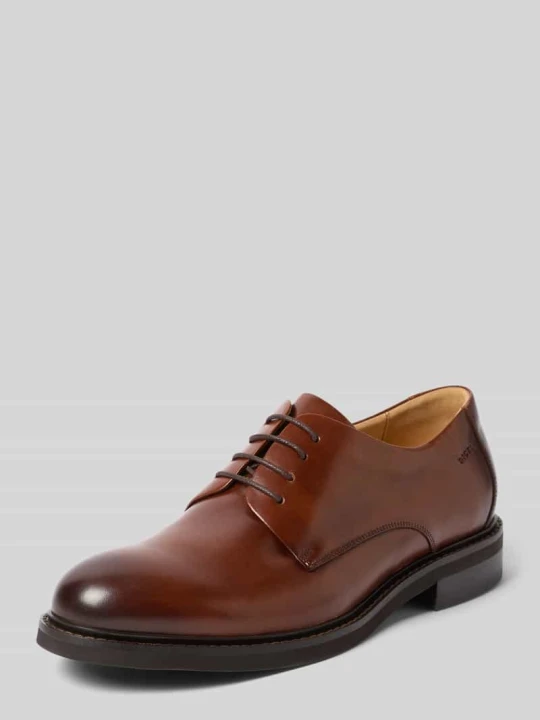 Zdjęcie produktu Buty sznurowane ze skóry z wytłaczanym logo model 'Soft' Digel Koniakowy