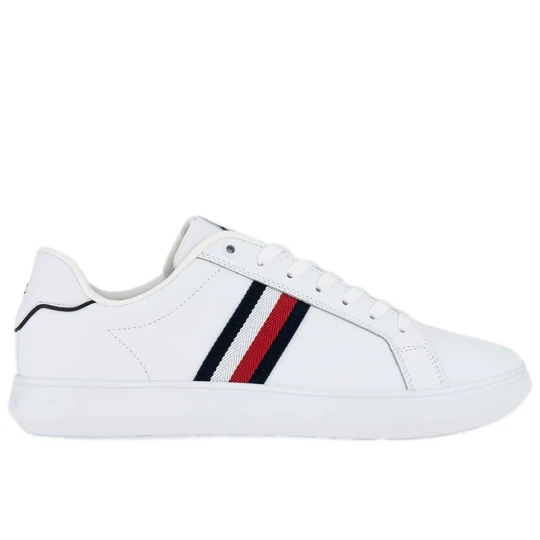Zdjęcie produktu Buty Tommy Hilfiger Corporate Leather Cup Stripes FM0FM04732-YBS - białe