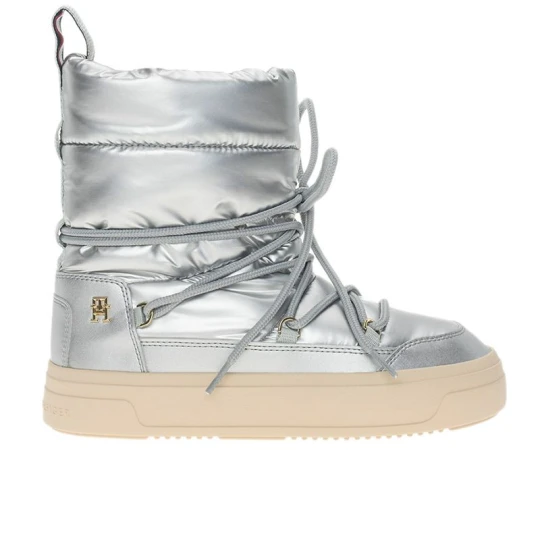 Zdjęcie produktu Buty Tommy Hilfiger Lace-Up Metallic Snowboot FW0FW08442-0IN - srebrne