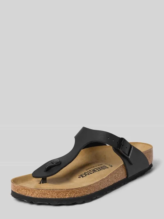 Zdjęcie produktu Buty wsuwane z materiału skóropodobnego model 'Gizeh' Birkenstock Czarny