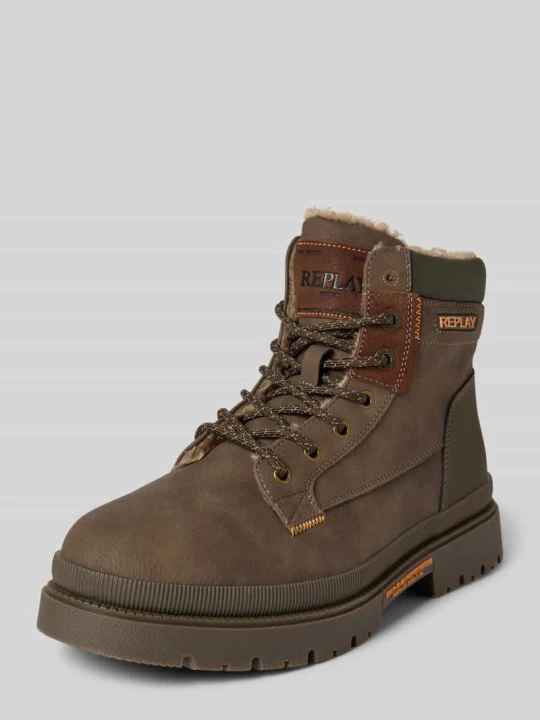 Zdjęcie produktu Buty z detalami z logo Replay Ciemnobrązowy
