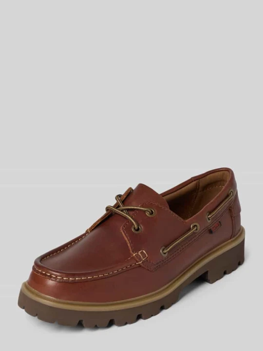 Zdjęcie produktu Buty żeglarskie z powlekanej skóry model 'Cleyhill' Clarks Ciemnobrązowy