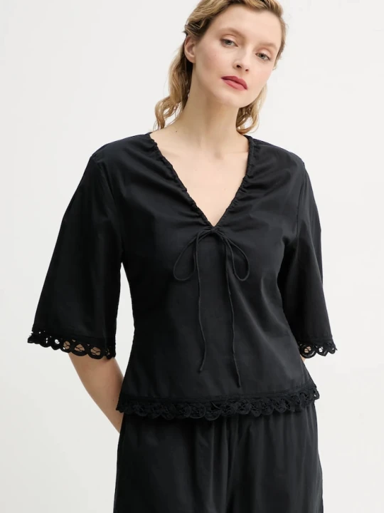 Zdjęcie produktu By Malene Birger bluzka bawełniana ULRIKKE czarny