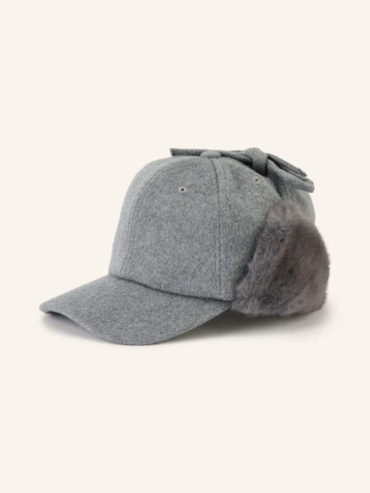 Zdjęcie produktu By Malene Birger Czapka Z Daszkiem Tanna Z Sztucznym Futrem grau SZARY