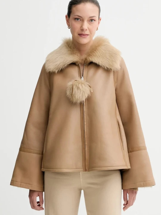 Zdjęcie produktu By Malene Birger kurtka skórzana dwustronna ODELLIES brązowy