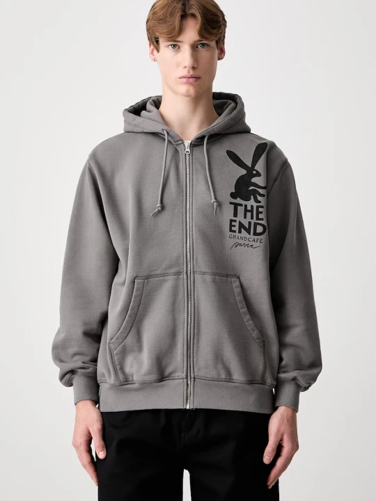 Zdjęcie produktu by Parra End the bunny bluza rozpinana z kapturem z bawełną męska