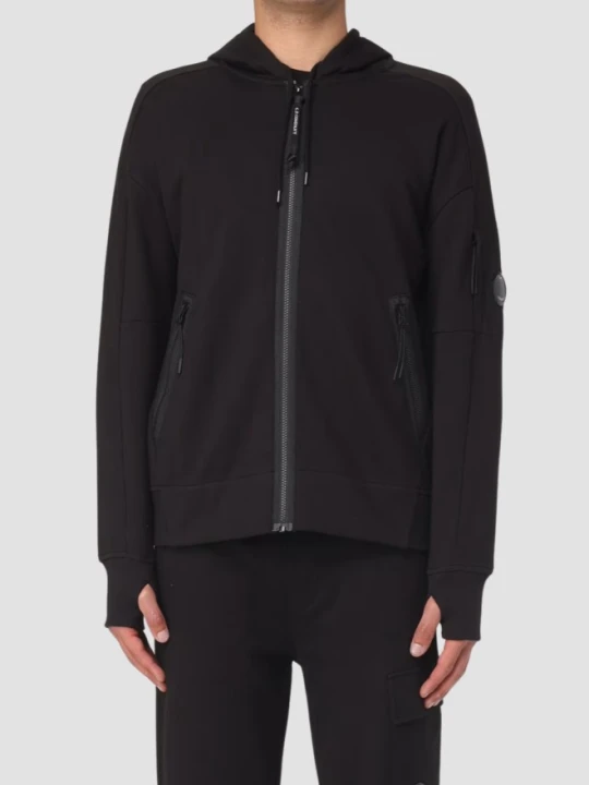 Zdjęcie produktu C.P. COMPANY Czarna męska bluza Hooded Open, Rozmiar XXL