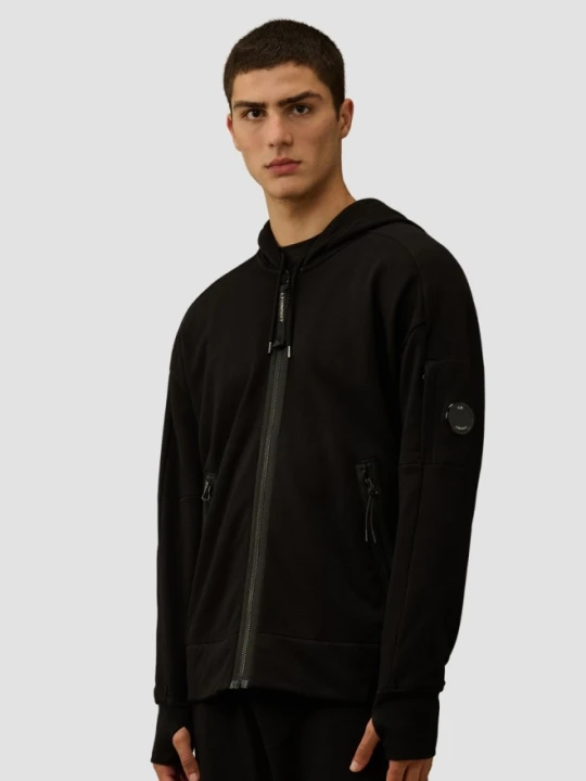 Zdjęcie produktu C.P. COMPANY Czarna rozpinana męska bluza Hooded Open, Rozmiar XXL