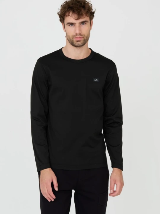 Zdjęcie produktu C.P. COMPANY Czarny męski bawełniany longsleeve, Rozmiar XL