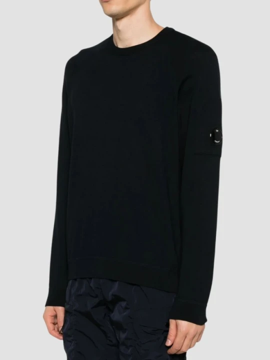 Zdjęcie produktu C.P. COMPANY Czarny męski cienki sweter Crew Neck, Rozmiar XL