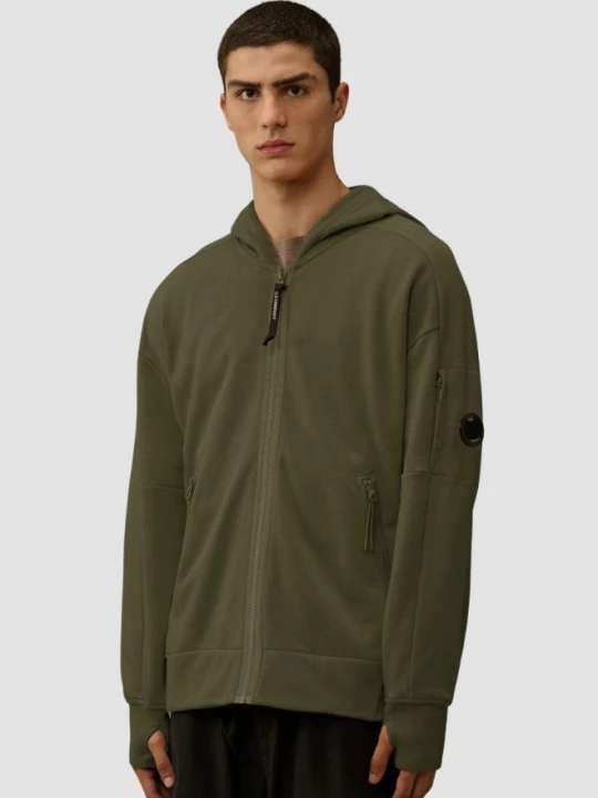 Zdjęcie produktu C.P. COMPANY Zielona rozpinana bluza męska Hooded Open, Rozmiar XXL