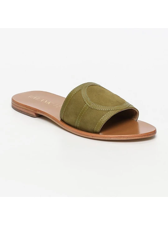 Zdjęcie produktu CALANK Skórzane klapki w kolorze khaki rozmiar: 39