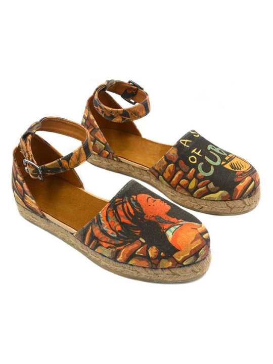 Zdjęcie produktu Calceo Espadryle w kolorze czarno-pomarańczowym ze wzorem rozmiar: 38