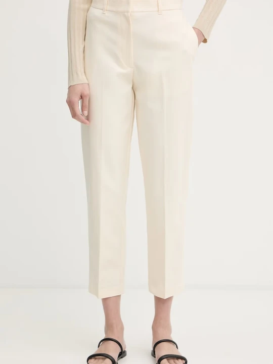 Zdjęcie produktu Calvin Klein spodnie chinos damskie bawełniane z elastanem beżowy
