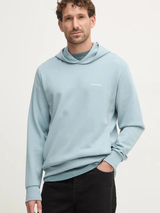 Zdjęcie produktu Calvin Klein bluza z kapturem męska z bawełną turkusowy