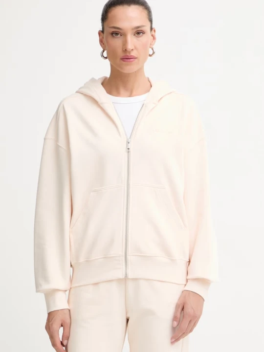 Zdjęcie produktu Calvin Klein bluza z kapturem damska bawełniana beżowy