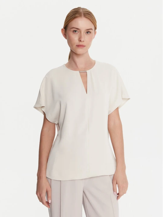 Zdjęcie produktu Calvin Klein Bluzka LV044C196G Écru Regular Fit Kremowy