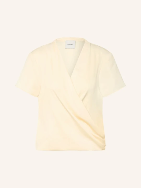 Zdjęcie produktu Calvin Klein Bluzka Z Efektem Kopertowym beige JASNOŻÓŁTY
