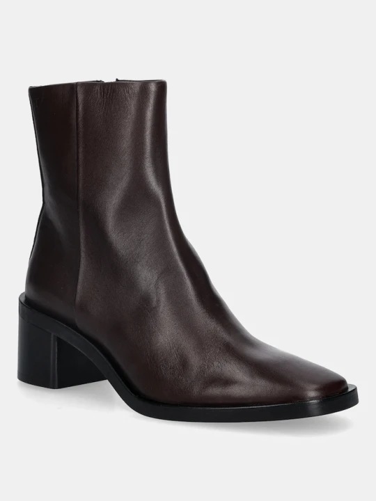 Zdjęcie produktu Calvin Klein botki skórzane BLOCK HEEL ZIP BOOT LTH brązowy