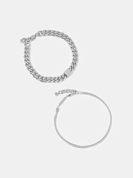 Zdjęcie produktu Calvin Klein bransoletka męska ze stali szlachetnej 2-pack srebrny