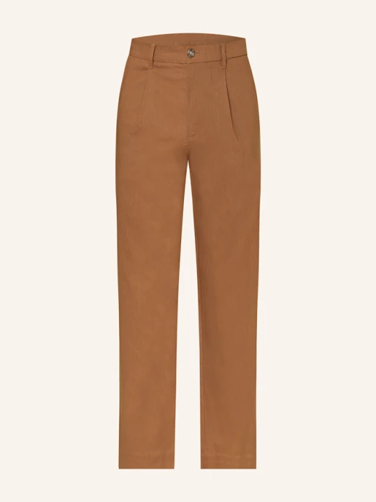 Zdjęcie produktu Calvin Klein Chinosy Relaxed Tapered Fit Z Dodatkiem Lnu braun CIEMNOPOMARAŃCZOWY