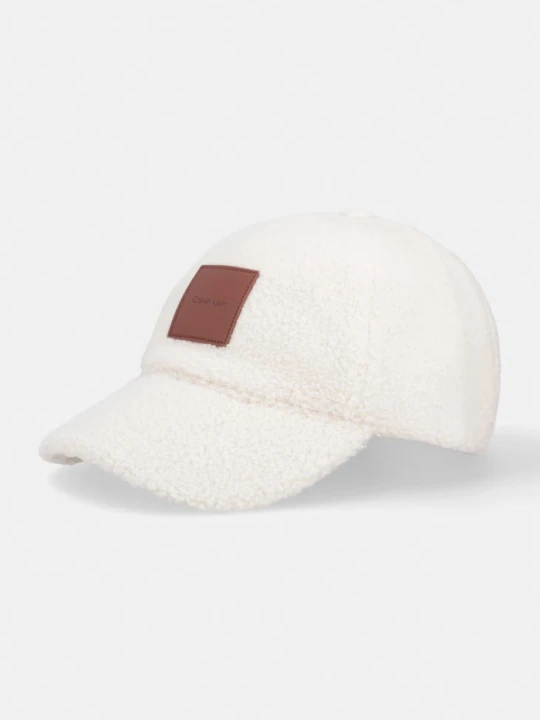 Zdjęcie produktu Calvin Klein czapka bejsbolówka damska polarowa beżowy